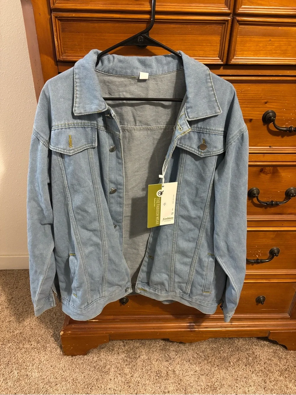Light Blue Denim Jean Jacket - Women's Casual Jacket - Picture 1 of 5